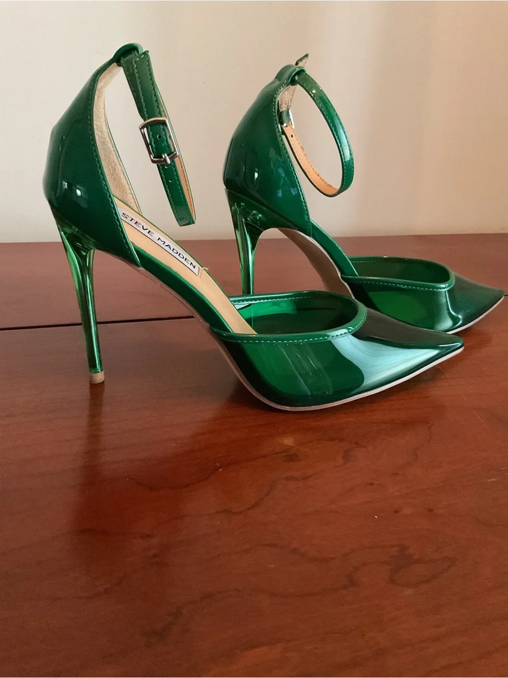 Steve Madden Emerald Patent Pointed-Toe Ankle-Strap Heels